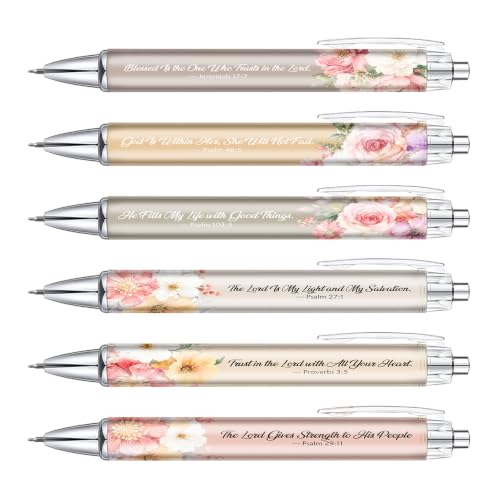 Inspirational Christian Gifts for Women, 6 Pack Floral Bible Verse Pens - color: pink07