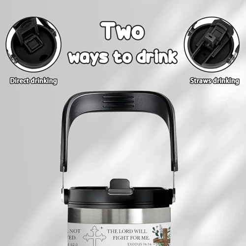 30oz Christian Tumbler with Handle, Stainless Steel Insulated Tumbler(1pc) - color: God2