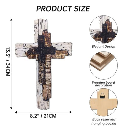JEWLOVE Rustic Wooden Wall Cross Farmhouse Christian Home Decor