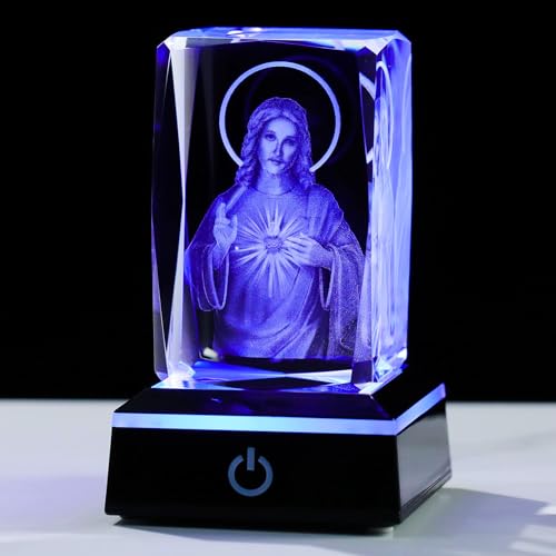 Movdyka 3D Crystal Jesus Statue Religious Gifts for Women Men Christian - color: New Jessu