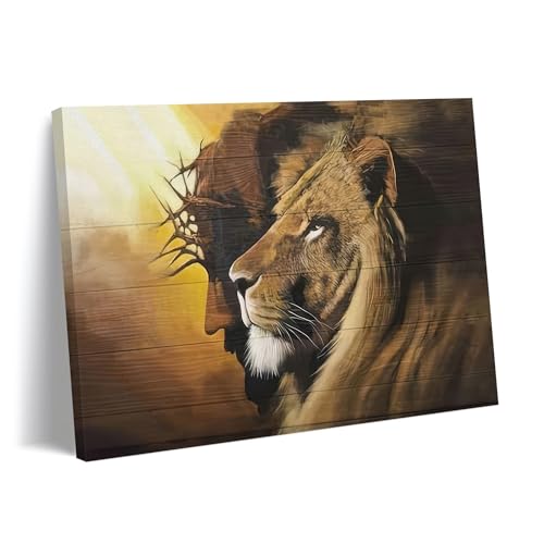 Fantasy Artists Framed Jesus Christ Canvas Wall Art The Lion of Judah Christian Painting Prints Biblical Wall Decor Religious Room Decor for Church Prayer Room Christian Schools Hospitals 16" x 24" - color: Jesus 5, size: 24"L x 16"W