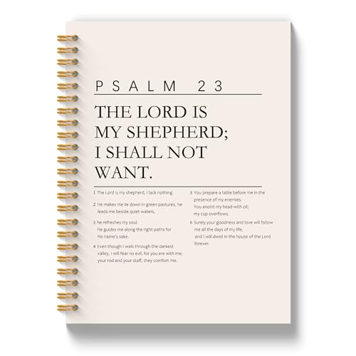 Christian Prayer Journal for Women, Bible Notebooks for Note Taking, Church Notes Journal, Psalm 23 the Lord Is My Shepherd Religious Spiral Notebook 5.5x8.3 Inch - color: PSALM 91 01