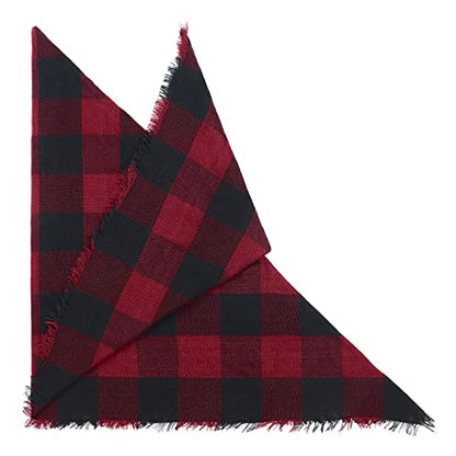 American Trends Scarfs for Women Winter Triangle Scarf Classic Plaid Warm Scarf Soft Scarves Knitted Wrap Shawl - color: Triangle Red & Black