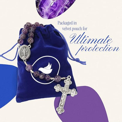 Handmade Catholic Rosary Beads - color: Purple Amethyst