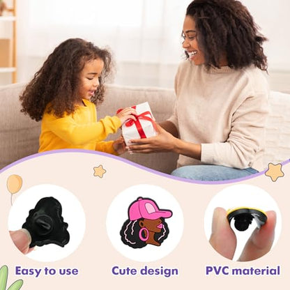 Cute Pins Bulk, Funny Lapel Badge Pins Rubber Brooch Pins for Backpacks, Hats, Bags - style: Black girl-30PCS