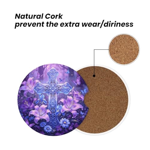 Magical Cross Car Cup Holder Coasters Absorbent Ceramic Coaster - color: Pink