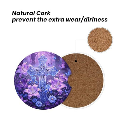 Magical Cross Car Cup Holder Coasters Absorbent Ceramic Coaster - color: Pink