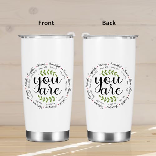 Christian Gifts for Women Men Tumbler, Inspirational Bible Verse Scripture Gifts Birthday Christmas, Faith Religious Coffee Mug Stainless Steel Vacuum Insulated Double Wall Travel Cup with Lid,20oz - color: YouAre Strong 1155