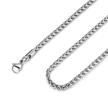 HZMAN Stainless Steel Wheat Chain for Men Women，Waterproof Necklace - color: 3mm Silver, size: 36In
