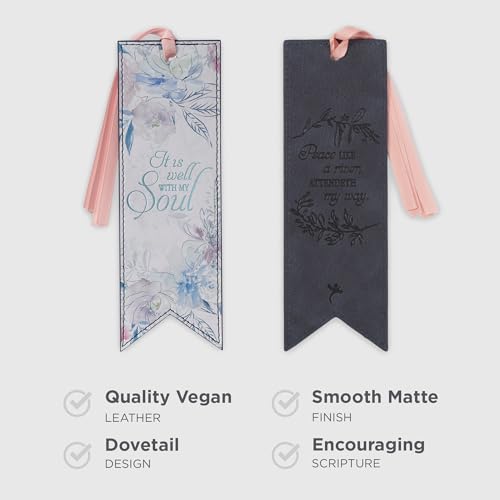 Christian Art Gifts Premium Faux Leather Bookmark: It is Well with My Soul - color: Multi - It is Well