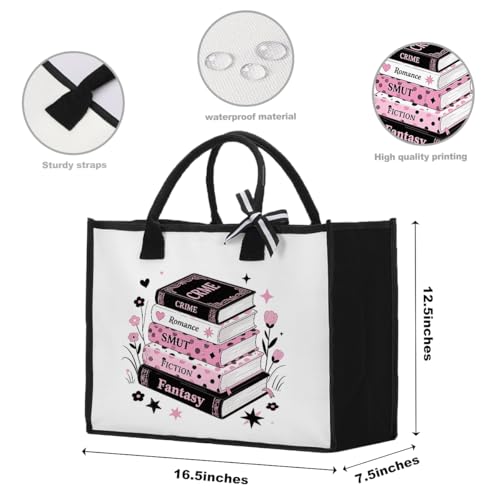 Book Tote Bag Christmas Librarian Bookish Gifts for Women Readers Book Lover - color: Pink Book