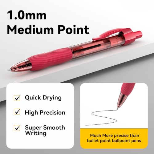 50 Pack Red Ink Ballpoint Pen with Soft Grip, Bulk Pens 1.0mm - color: Red