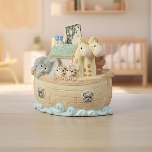 Precious Moments Noah's Ark Porcelain Baby Bank - Nursery Decor with Top Slot - 173434