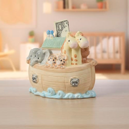 Precious Moments Noah's Ark Porcelain Baby Bank - Nursery Decor with Top Slot - 173434