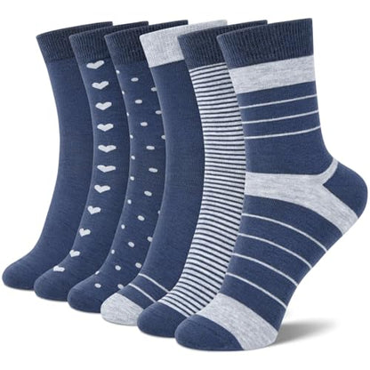 6 Pairs Crew Socks for Women, Soft Cute Funny Cotton Socks - color: Nautical Diary
