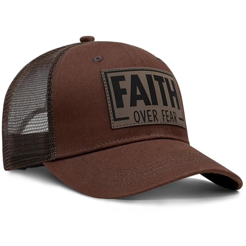 Christian Jesus Cross Hat - Faith Hats for Men Women - Religious Gifts for Thanksgiving Christmas - color: Faith Power/Brown