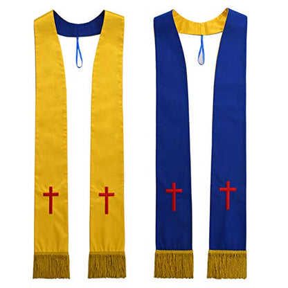 BLESSUME Church Clergy Pastor Reversible Stole - color: Blue and Yellow