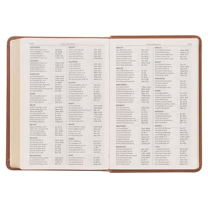 KJV Holy Bible, Compact Large Print Faux Leather Red Letter Edition - Ribbon Marker, King James Version, Saddle Tan