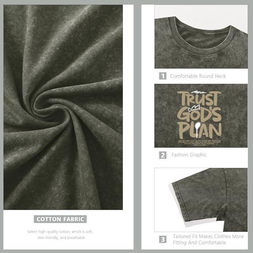 BINTEHGS Oversized Christian T Shirts for Men Jesus Trust Gods Plan Shirt - color: Army Green, size: XX-Large