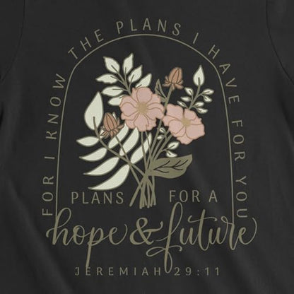 Christian Shirts for Women, Bible Verse Scripture, Jesus Faith Graphic Tee - color: Jeremiah 29:11 - Black, size: X-Large