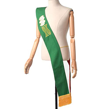 BLESSUME Cross Deacon Reversible Stole Church Cleric Stole - color: Red/Green