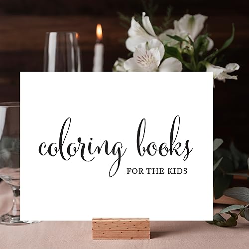 Andaz Press Wedding Party Signs, Formal Black and White Print, 8.5x11-inch, Coloring Books for the Kids Table Sign, 1-Pack, For Baptism, 1st Birthday - color: Kids Table Coloring Books