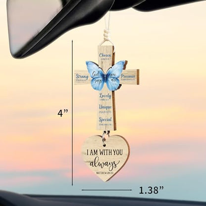 Christian Gifts for Men, Daily Bible Verse Cross for Car Mirror Hanging - color: God Says You Are