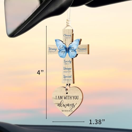 Christian Gifts for Men, Daily Bible Verse Cross for Car Mirror Hanging - color: God Says You Are