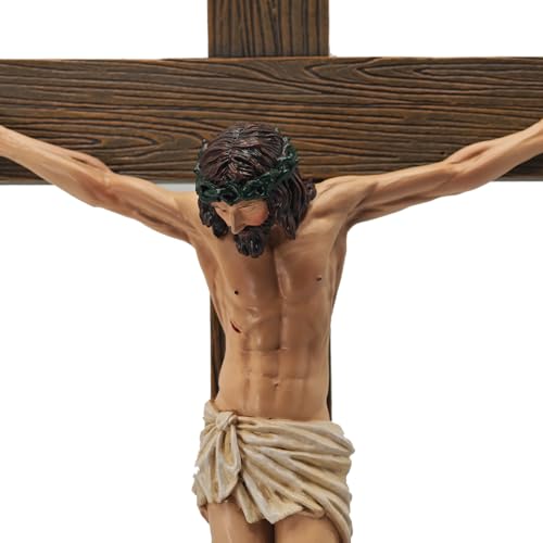 BETHEL STUDIO Catholic Crucifix Wall Cross, 12.6" H Jesus Wall Art