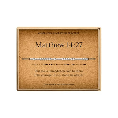 Loved Creations Morse Code Bracelets for Women, Christian Bible Verse Bracelets, Scripture S925 Sterling Silver Inspirational Faith Jewelry, Religious Gifts for Women - color: Matthew 14:27