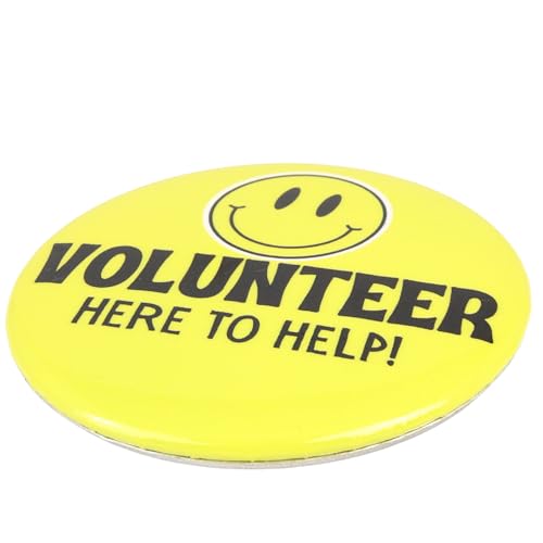 Ask Me Anything Buttons, Volunteer, Teacher, and Customer Service Employee Pins, 3 Inches, Pack of 3 (Volunteer Yellow 3 Pk)