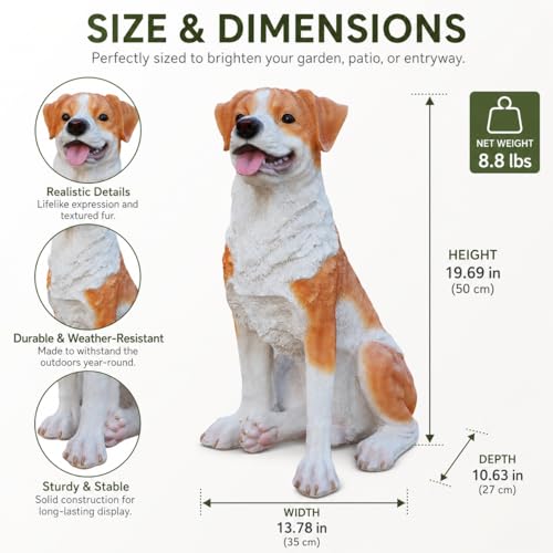 Realistic Large Dog Garden Statue - color: Golden / Light Brown