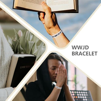 16/24Pcs WWJD Bracelet Set 8 Colors, Webbing Inspirational Bracelets, What Would Jesus Do Wristband fo Church, School
