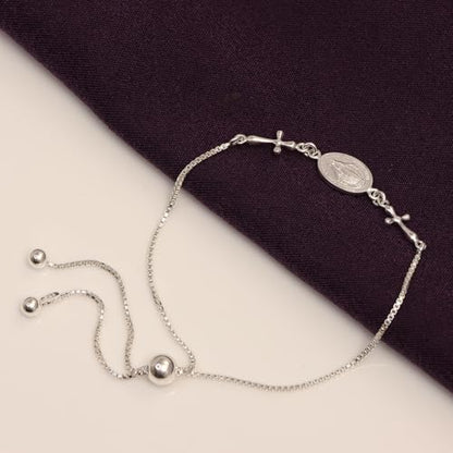 LeCalla 925 Sterling Silver Mother Mary Collection | Lightweight Religious Bracelet Jewelry Rosary Mother Mary Cross Bracelet's for Women - color: Bolo Rosary Cross