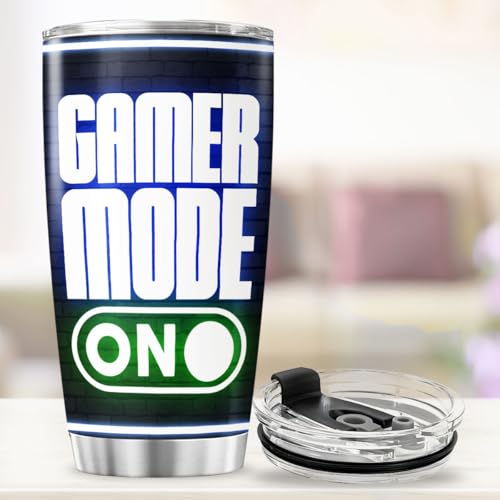 Mode On Insulated Stainless Steel Tumbler, Funny Gaming Cup for Men Boys Teenagers, I Paused My Game to Be Here 20oz Travel Mug for Coffee Water Juice Gift - color: Gamer Life J3