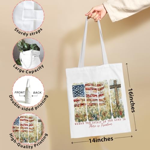 Tote Bag，Canvas Tote, Reusable Grocery Shopping Bag Aesthetic Shoulder Bag for Work, Beach, Camping 03 - color: Freedom