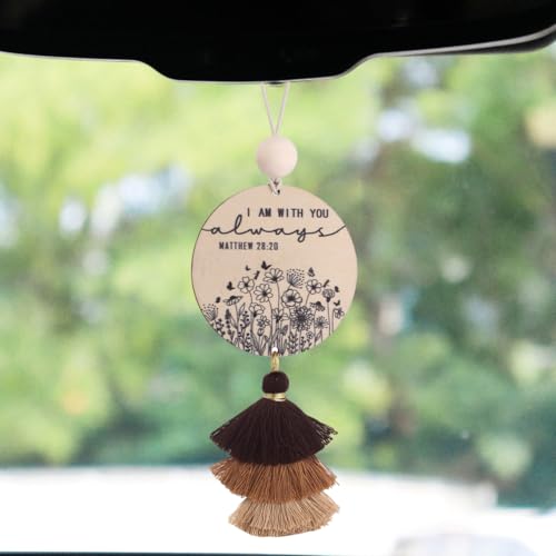 Christian Car Charm Cute Rear View Mirror Accessories for Women - color: Brown