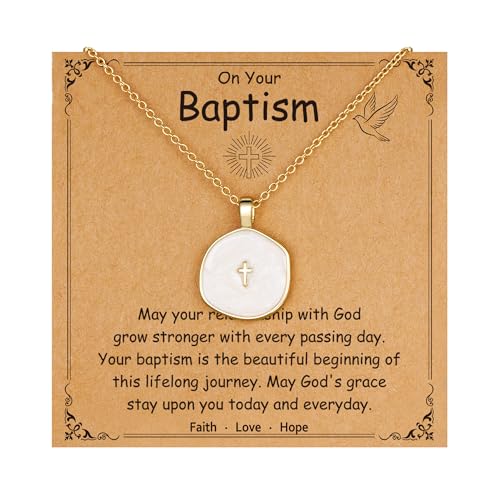 Cross Necklace for Granddaughter Daughter Jewelry Gifts - color: White, style: Baptism