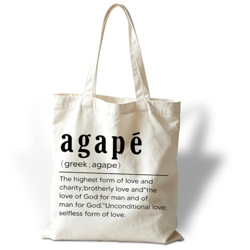 Canvas Tote Bag, Agape Definition Tote Bag, Aesthetic Canvas Bags for Women, Reusable Cloth Cotton Bags for Shopping, Religious Gifts to Friends Women Family - color: Style 28