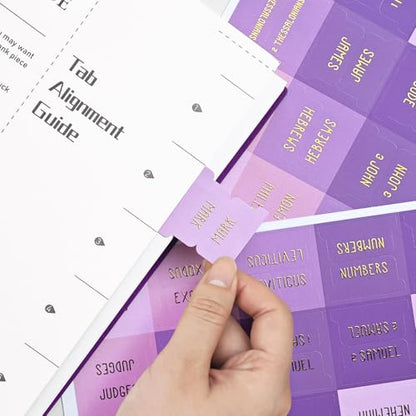 Laminated Bible Tabs for Women and Men, Gold Foil Embossed Lettering - style: Gentle Purple