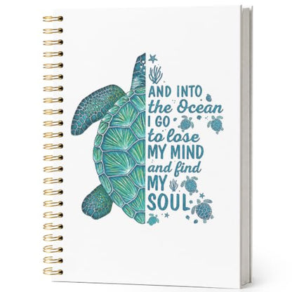 Coastal Ocean Sea Turtle Inspirational Notebook Journal 5.5x8.3 - color: and into the ocean