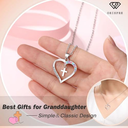 Cross Necklace for Girls- Child of God Gifts for Girls Jewelry - style: Granddaughter
