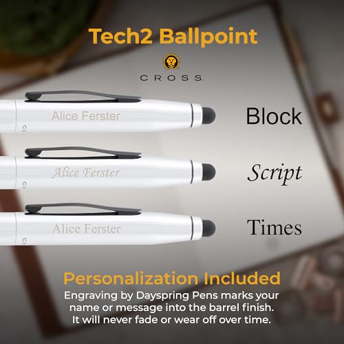 Cross Tech2 Personalized Ballpoint Pen in Chrome with Satin Black Clip - color: Chrome