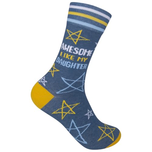 FUNATIC Crazy Socks with Funny Sayings - Novelty Gift for Men, Women, Adult - color: Awesome Like My Daughter