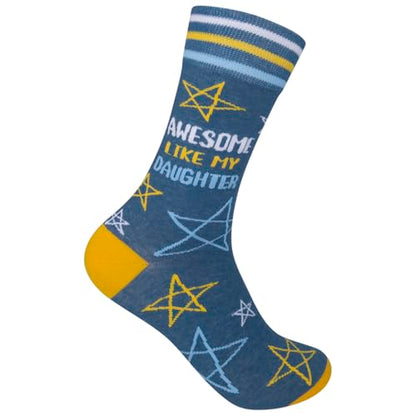 FUNATIC Crazy Socks with Funny Sayings - Novelty Gift for Men, Women, Adult - color: Awesome Like My Daughter