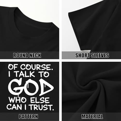 Fkatuzi Christian Jesus God Shirts for Men Religious Faith Bible Verse T Shirt Oversized Graphic Tee Cotton Streetwear Tops - color: Black, size: Large