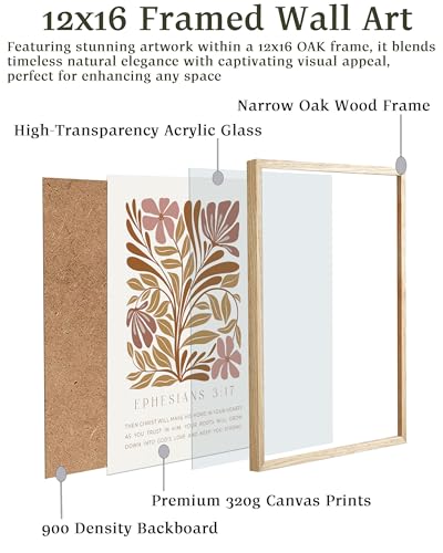 EcoHest 12x16 in Ephesians 3:17 Abstract Floral Framed Christian Wall Art - color: Framed Ephesians, size: 16"L x 12"W