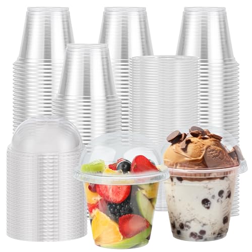 Lamosi 300 Pack 9 oz Clear Plastic Cups with Dome No Hole Lids - size: 300Pack-Dome Lids