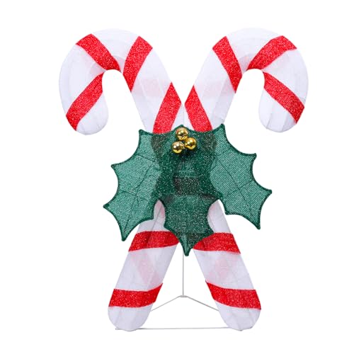 4 FT Lighted Christmas Candy Cane, Pre‑Lit Outdoor Yard Decor - size: 35.04''*29.53''
