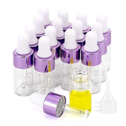 Kesell 15 Pack 3ml Glass Dropper Bottles - color: Purple